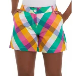 Ladies Crown & Ivy Caroline Yarn Dyed Shorts Size 14 Artsy Pockets Front/Back